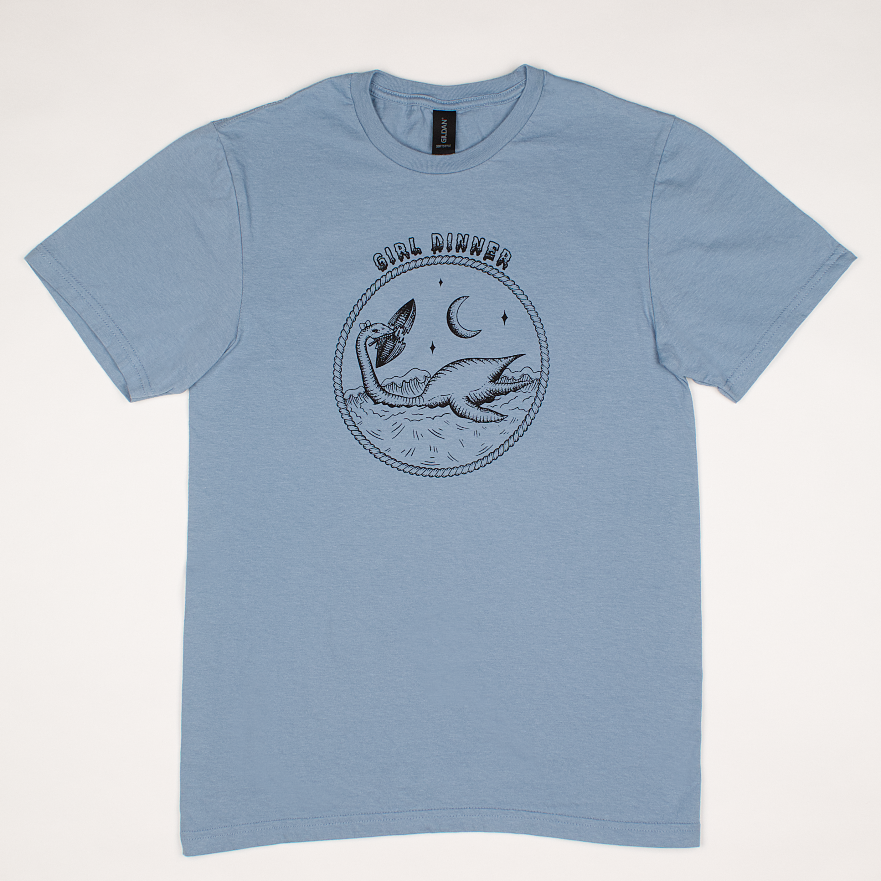 Plesia Girl Dinner t-shirt in stone blue